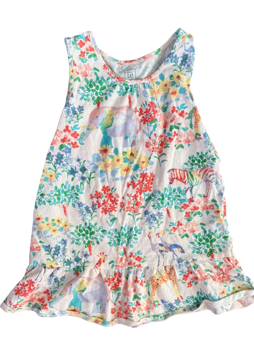 GAP Girls White Tank Top with Colorful Jungle Print